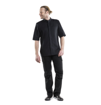 Kochjacke - Salerno SFX Short Black, Schwarze kurzarm Kochjacke für Herren von Chaud Devant