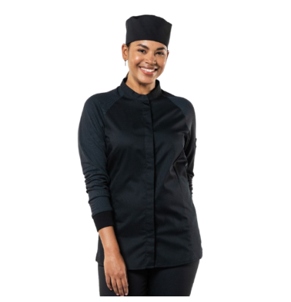 Kochjacke - Sorella UFX Black, Elegante schwarze Kochjacke designed für Damen von Chaud Devant
