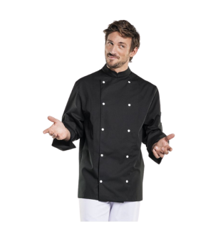 Kochjacke - Firenze Black, Elegante schwarze Kochjacke für Herren von Chaud Devant