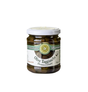 Oliven Mischung, grüne & schwarze Taggiasca-Oliven, ohne Kern, in Öl, Venturino, 290 g