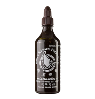 Flying Goose - Sriracha mit Schwarzem Pfeffer 455ml - schwarze Chili-Sauce auf Soja Saucen Basis - Halal Zertifiziert, Vegan
