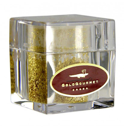 Gold - Würfelstreuer mit Blattgoldflocken, 22 Karat, E175, 0,1 g